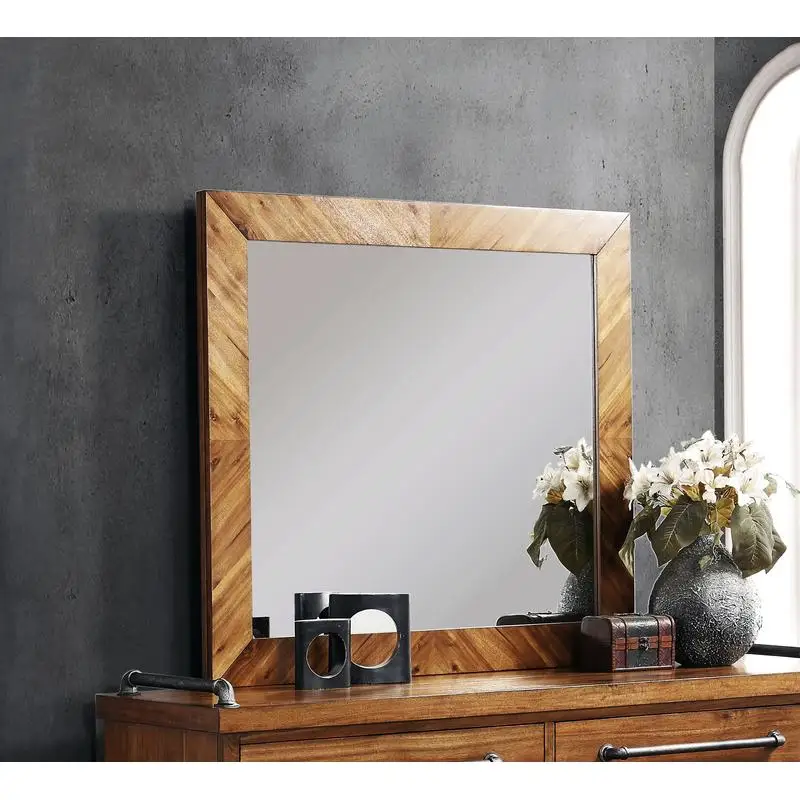 

Chestnut Finish Mirror, No Assembly Needed, Wall-Mounted Decorative Piece, Perfect for Home Décor and Style