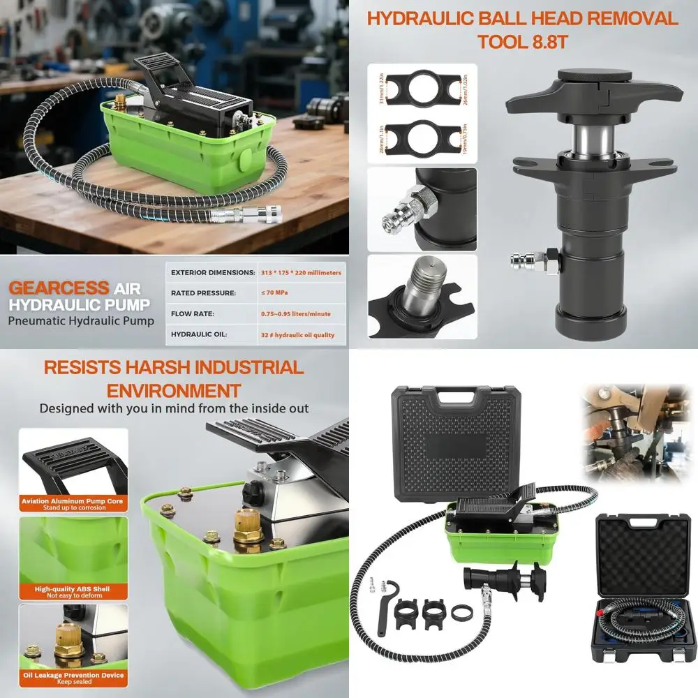

Набор гидравлических инструментов для снятия шаровых опор, диапазон 19-36 мм, с воздушным насосом 10 000 PSI, выход NPT 3/8, вход 1/4 дюйма