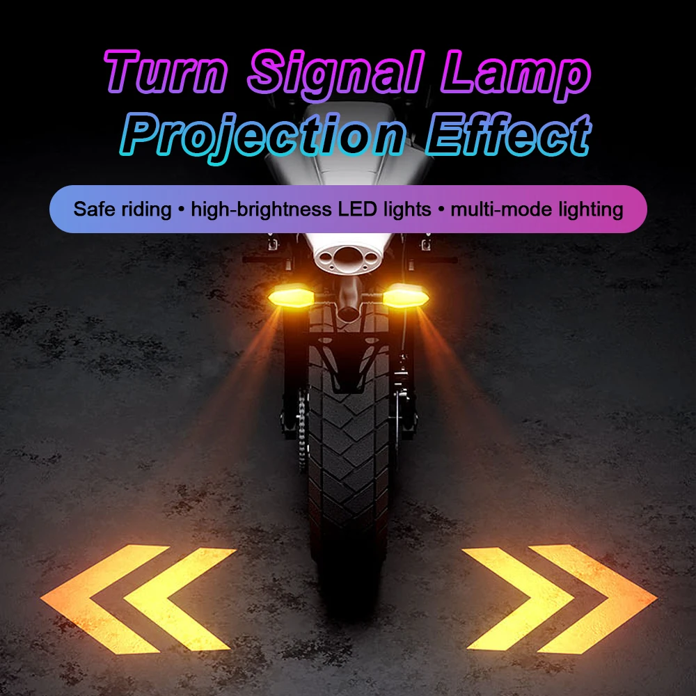 

New Motorcycle Projection Turn Light Motorcycle Floor Light Colorful Led Ambient Turning Light High-Bright Warning Light