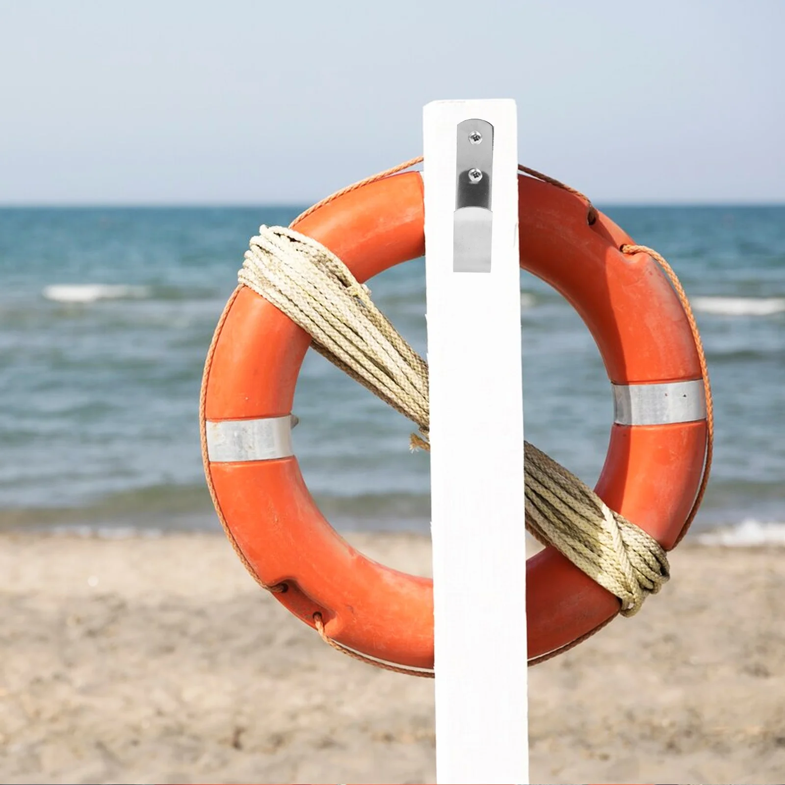 Life Ring Holder Large Stainless Steel Bracket Fixed Railing Mount Boat Pool Hanging Hook