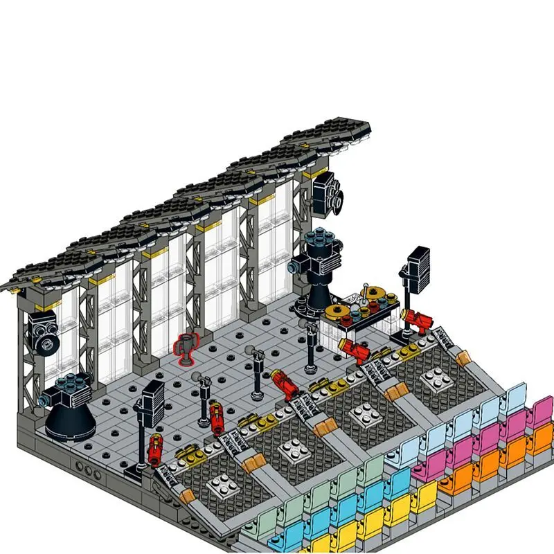 Original New MOC Small Building Blocks Figure Music Arena Rock Band T-stage Performance Scene Assemble Bricks Friends Gift Toys