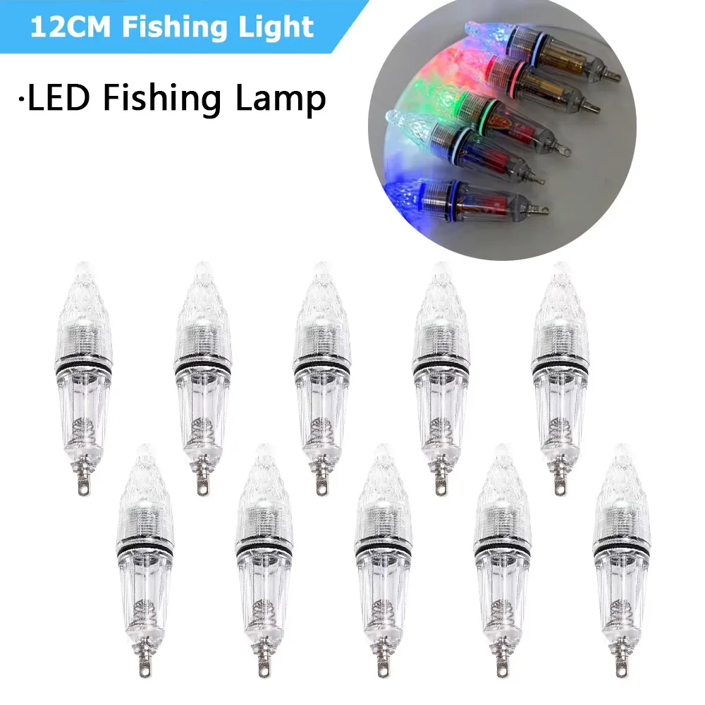1-10Pcs Wasserdichte 12cm Angeln Locken Licht Tiefer Tropfen Unterwasser Fisch Zieht Locken Bunte Flash LED Köder lampe Angeln Werkzeuge Schnelle Lieferung 4-6 Tage Ankunft Kostenloser Versand