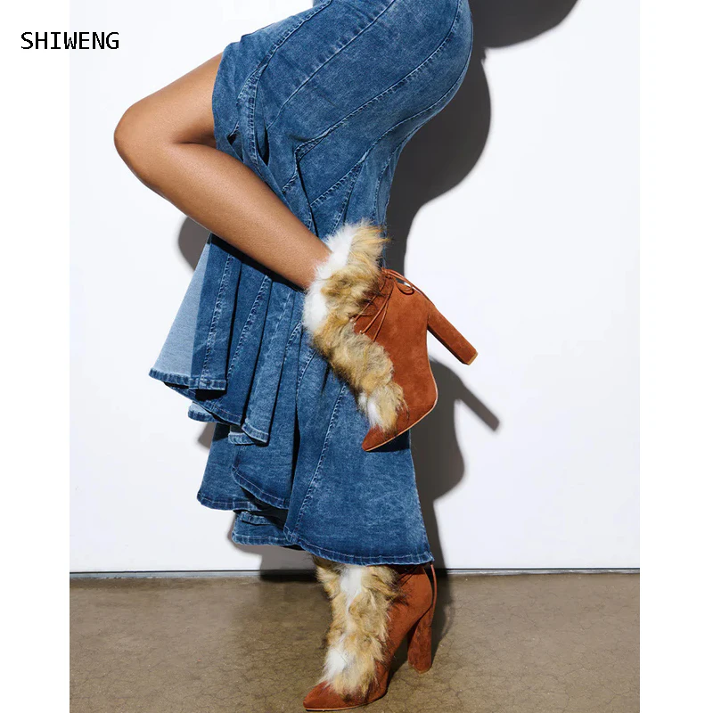 

2025 New Women Fur Warm Snow Boots Winter Boots Fashionable Warm Wool Booties for Women Ankle Comfortable Shoe Female Mid Calf