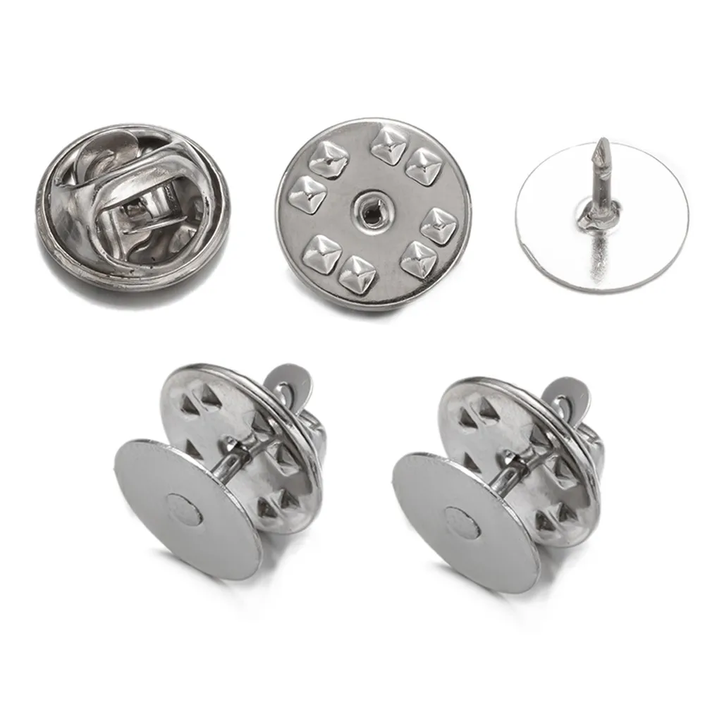 10pcs 10/12/14mm Stainless Steel Brooch Clasp Base Round Pin Backing For DIY Jewelry Making Supplies Accessories Crafts Findings