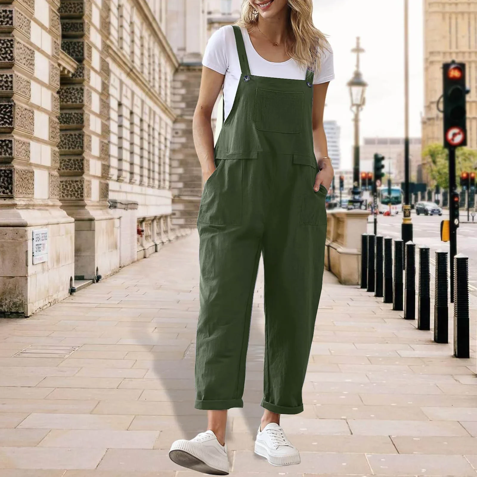 Dames Katoenen Linnen Geïntegreerde Broek Zakband Casual Kleine Uitlopende Broek Trendy Elegante Stijl Zomer 2024