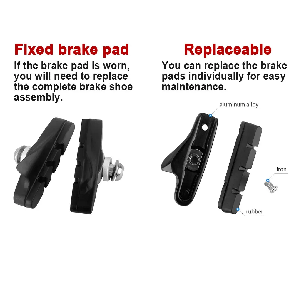 C-Pro Road Bike Rim Brake Set Dual Pivot Caliper Precise Stopping Power for Shimano 105 R7000 Ultegra R8000 Front Rear Brakes