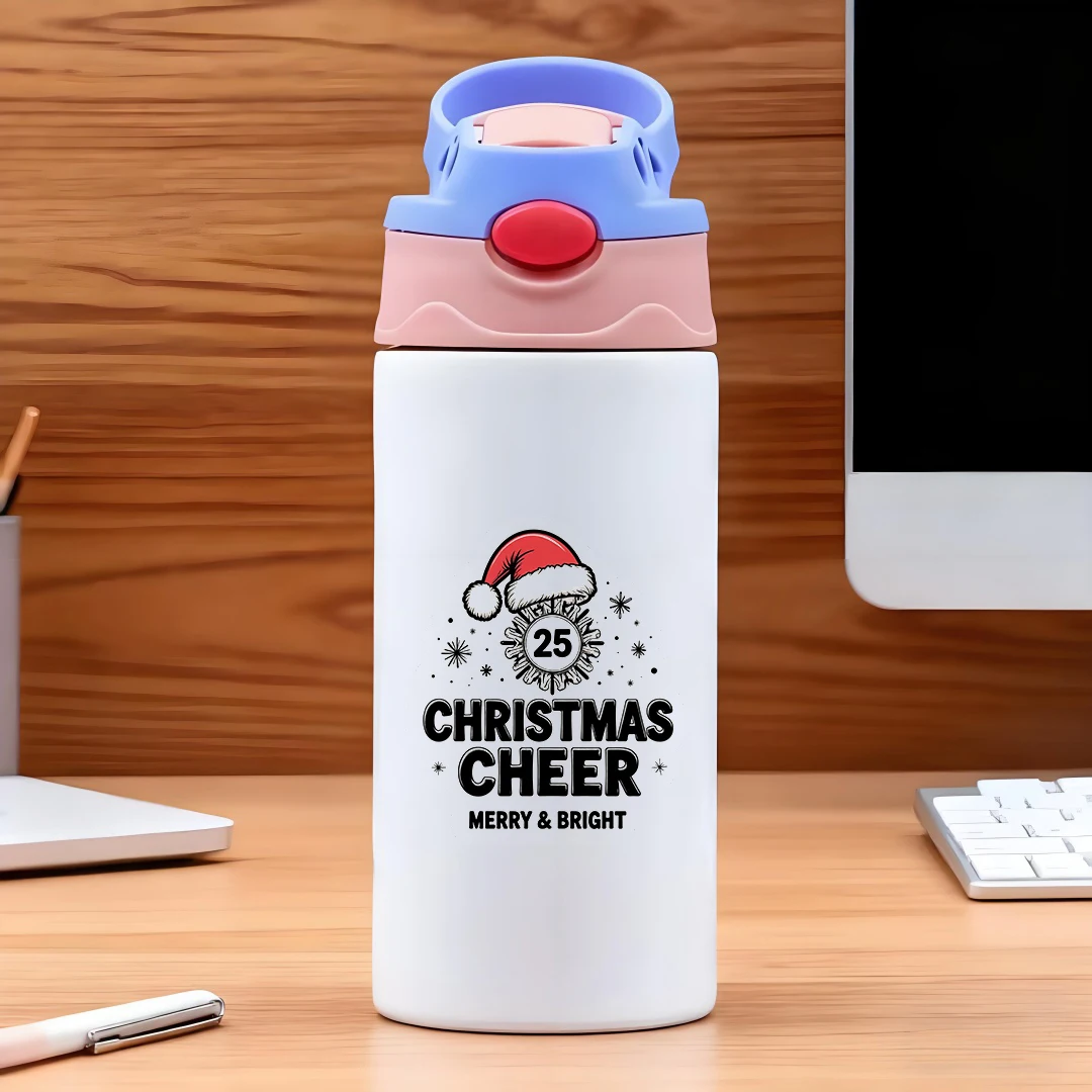 304 كوب حراري من الفولاذ المقاوم للصدأ كارتون سانتا قبعة كوب بقشة للأطفال كوب ماء محمول هدية عيد الميلاد العزل الحراري #2