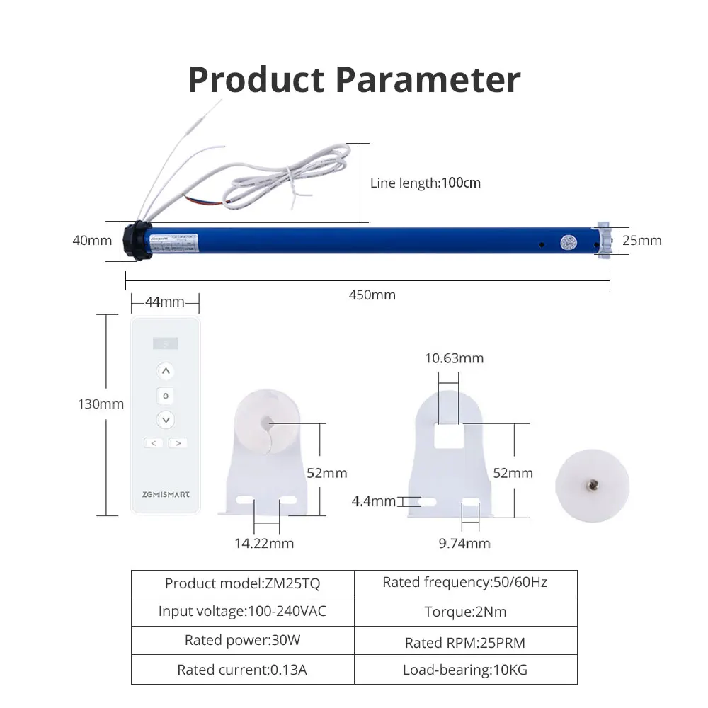 Zemismart Zigbee 2N moteur de stores à rouleau intelligent pour Tube de 38mm fonctionne avec l'application Tuya Smart Life Alexa Google Home commande vocale