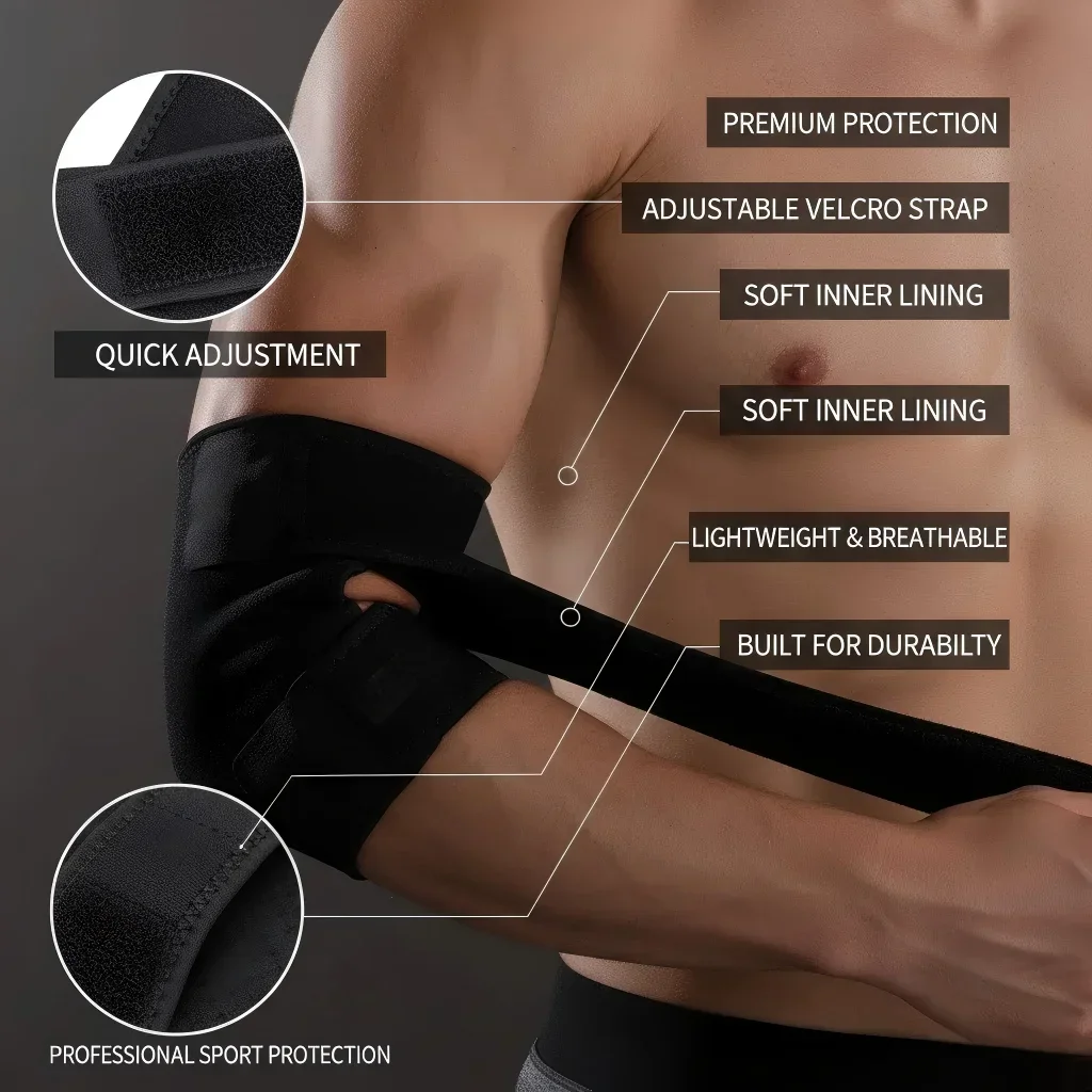 Adjustable Compression Elbow Brace for Men & Women, Breathable Tennis Elbow Support Sleeve for Golf, Cycling, Gym, Workout, Arth