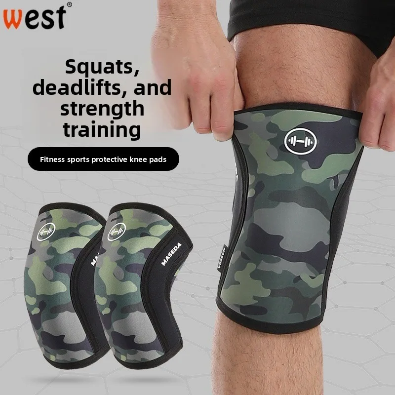 Camouflage 7MM Neoprene Weightlifting Knee Pads for Men and Women Squat Deadlift Strength Lifting with Durable Protection