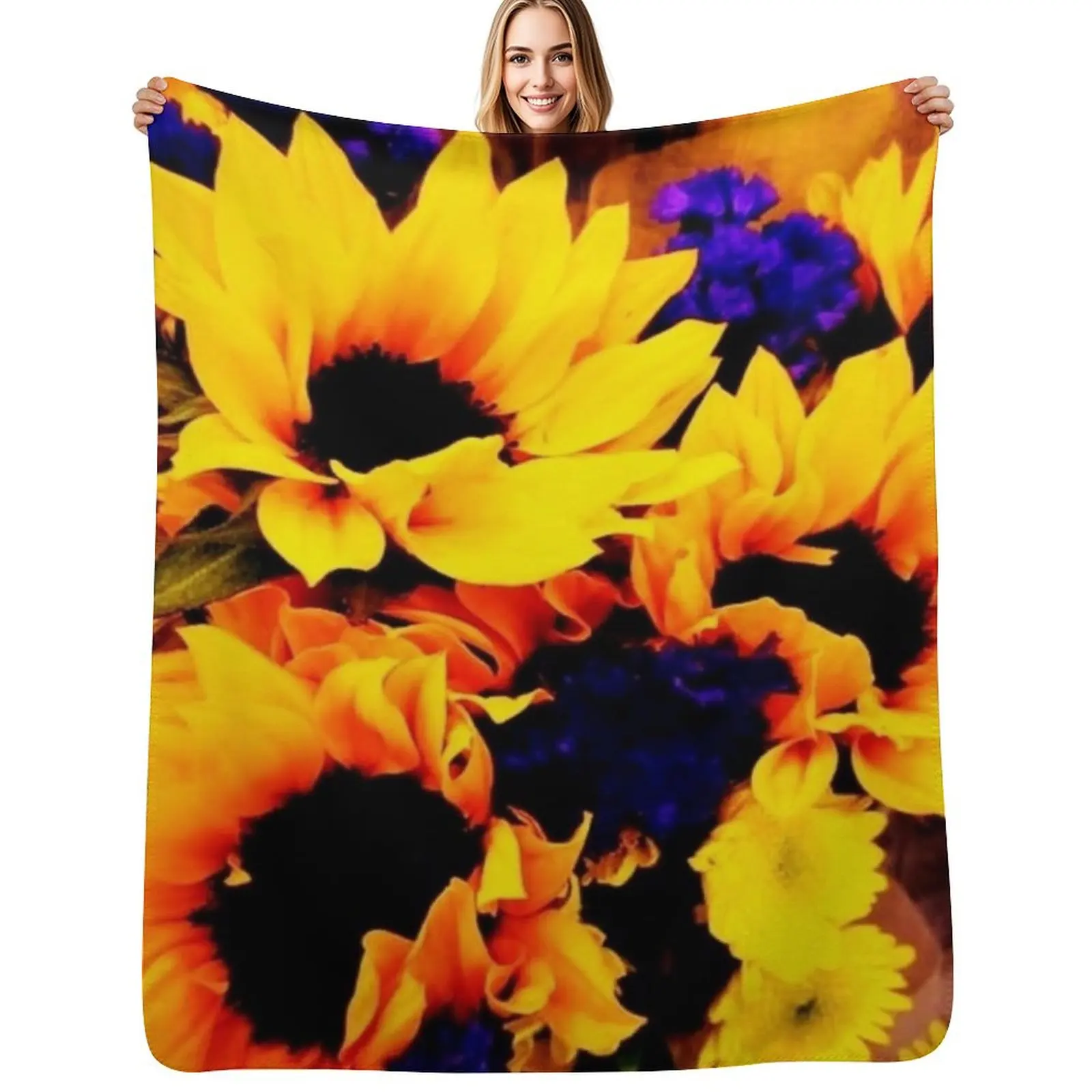 

Sunflowers Throw Blanket Multi-Purpose Baby Bed Fashionable Large Blankets
