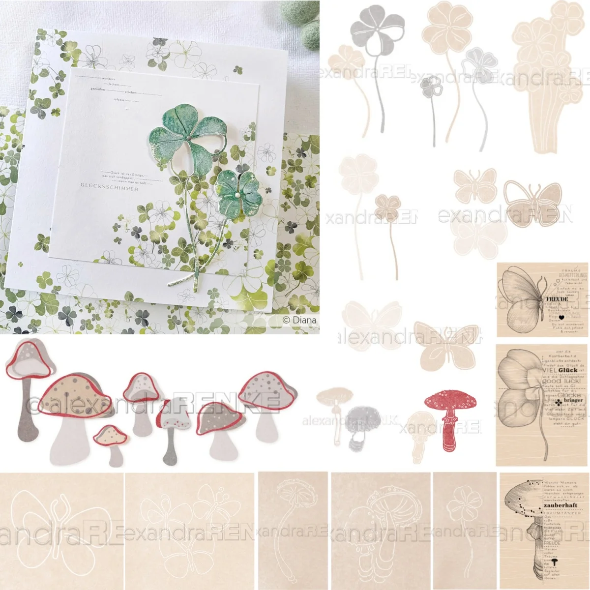 2024 Arrivals Plant Lucky Clover Mushroom Butterfly Metal Cutting Dies Clear Stamps DIY Scrapbook Decoration Paper Card Album