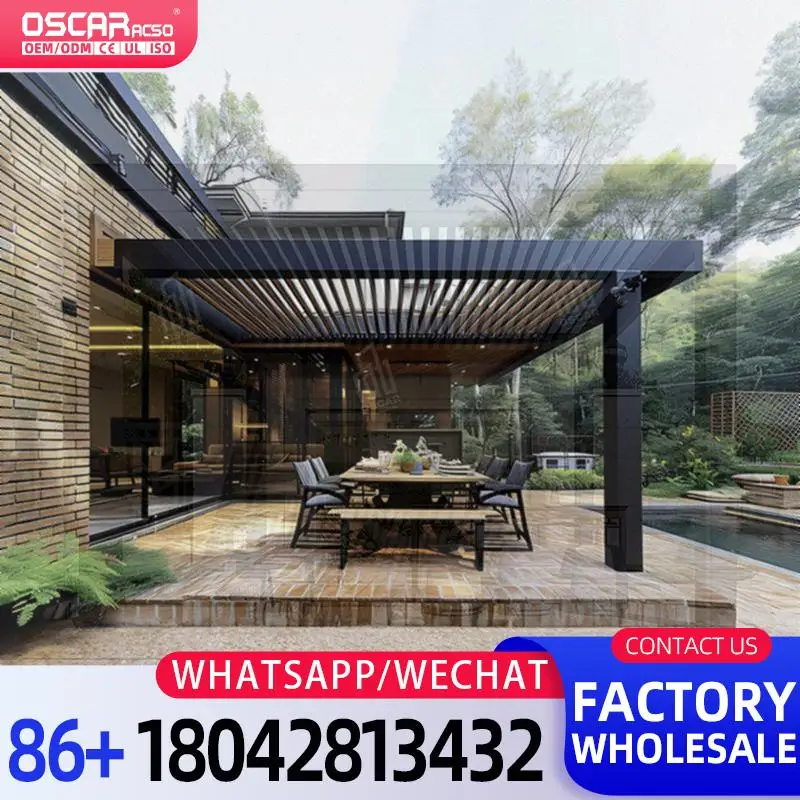 

SnowResistant Manual or Electric Louvered Aluminium Sun Shades for Garden Outdoor Pavilion Pergola