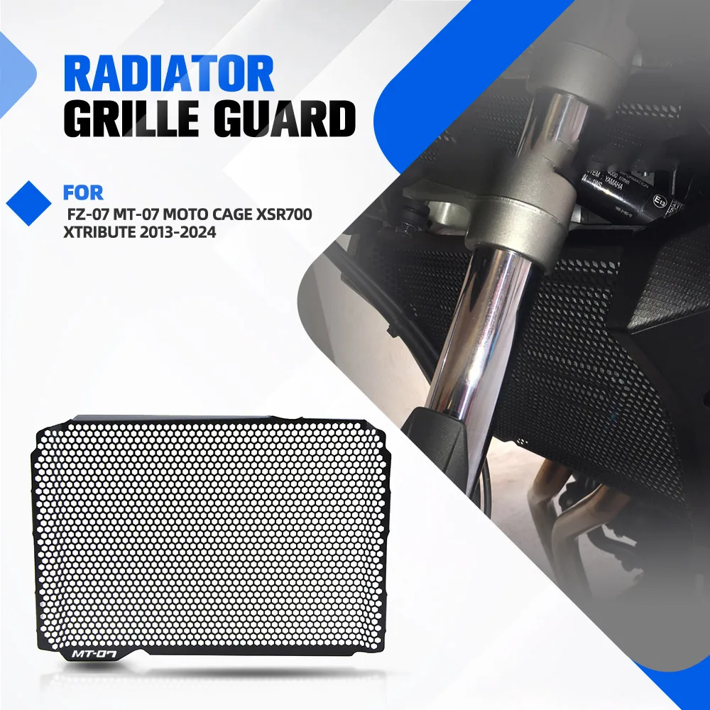 Motorcycle Aluminium Radiator Grille Guard Protection Cover Protector For Yamaha FZ-07 MT-07 Moto Cage XSR700 XTribute 2013-2024