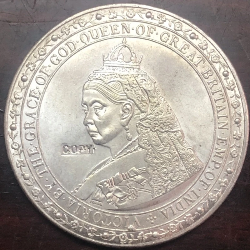 1887 المملكة المتحدة 1 تاج الفضة مطلي نسخة عملة