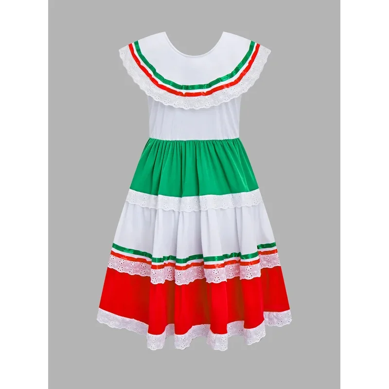 Sky02 милое мексиканское кружевное платье для девочек, детский мая Фестиваль, экзотический этнический фестиваль, карнавальный костюм88Li #