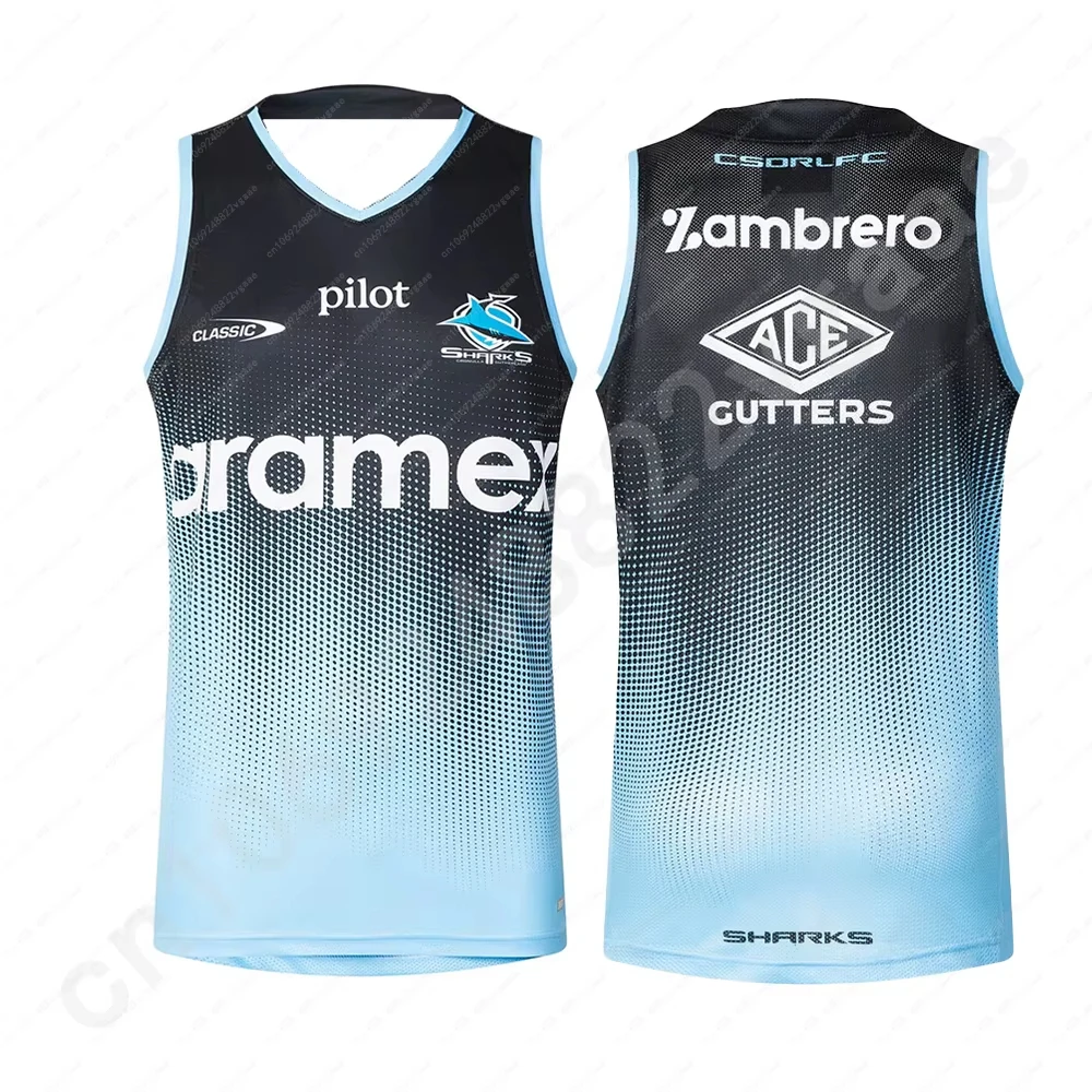

Мужская тренировочная майка Cronulla-Sutherland Sharks 2025, трикотаж для регби, спортивная одежда, футболка для мальчиков, командная футболка, майка, жилет для дома
