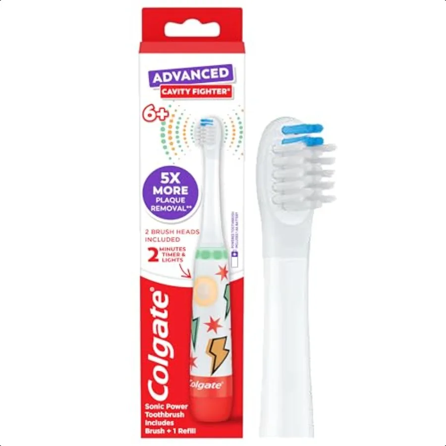 

Зубная щетка Colgate Advanced Cavity Fighter Battery включает в себя батарею AA и дополнительную насадку зубной щетки со встроенным таймером и 2 B.