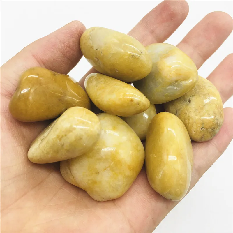 Wholesale Natural Yellow Jade Topaz Calcite Tumbled Stone Crystal Healing Polished Gravel Irregular Stone Mineral Specimen Gemst