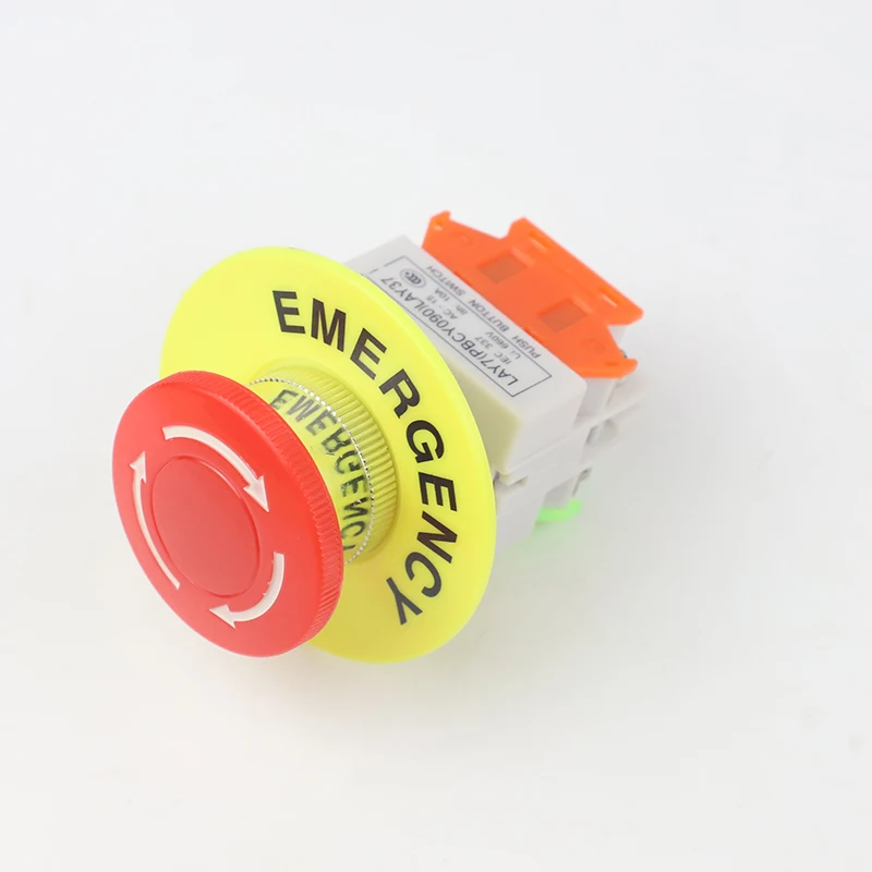 Red Mushroom Cap 1NO 1NC DPST Emergency Stop Push Button Switch AC 660V 10A Switch Equipment Lift Elevator Latching Self Lock