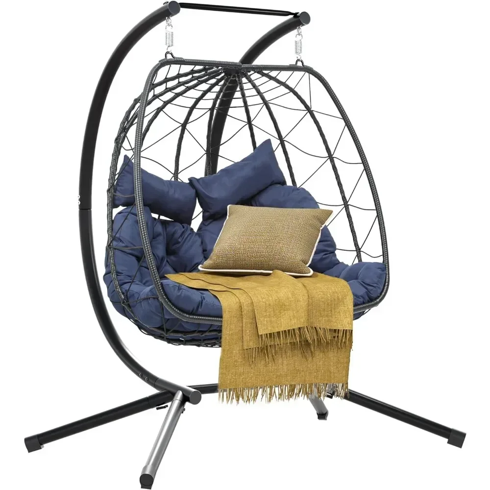 

Hanging Swing Chair with Stand Egg Chair Wicker Indoor Outdoor Hammock Egg Chair with Cushions 500lbs，Hammocks