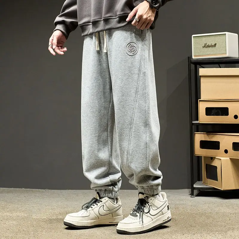 

Men's Japanese Style Sweatpants Autumn Winter New Fashion Solid Color Versatile Sportswear Loose Fit Casual Pants for Men
