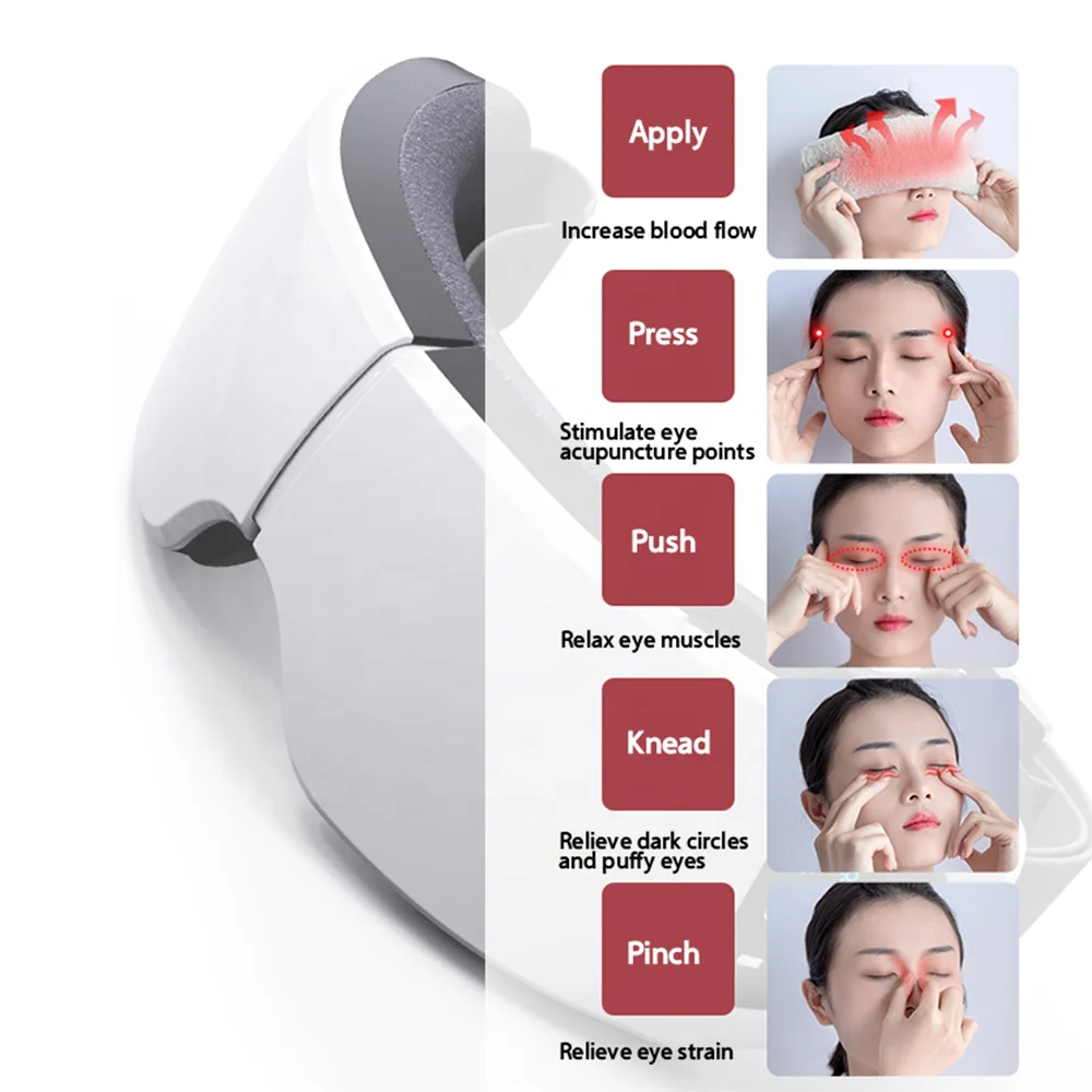 Improve Sleep Vibration Portable Eye Therapy Massager Smart Eye Mask Massager with Heat for Relieve Eye Strain