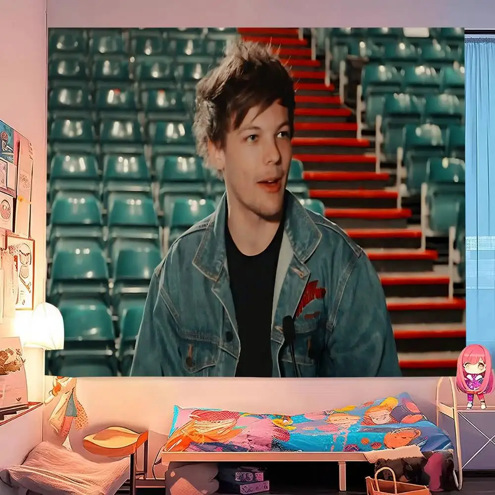 Singer L-Louis T-Tomlinson Music Colorful Tapestry Wall Hanging Hippie Flower Wall Carpets Dorm Decor Wall Art Decor