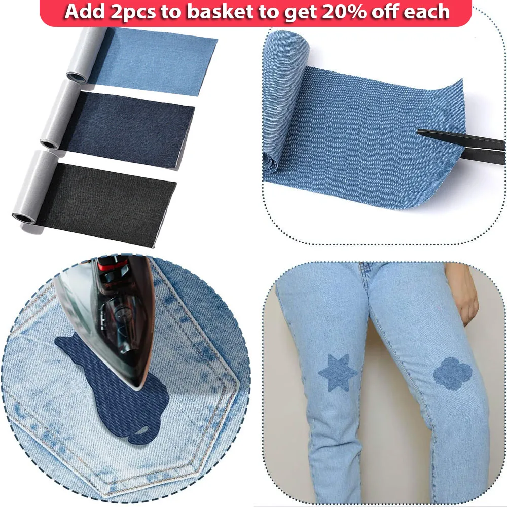 

1.5 Meters Iron on Patches Denim Patches Kit for Inside Jeans Clothing Repair Mending Jeans Trousers Fabric Patches Denim Craft