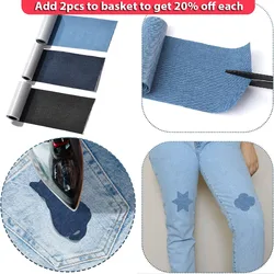 Iron-on Patches Kit para Jeans, Patches de Tecido para Jeans, Reparação de Roupas, Calças De Reparo, Artesanato Denim, 1.5 m