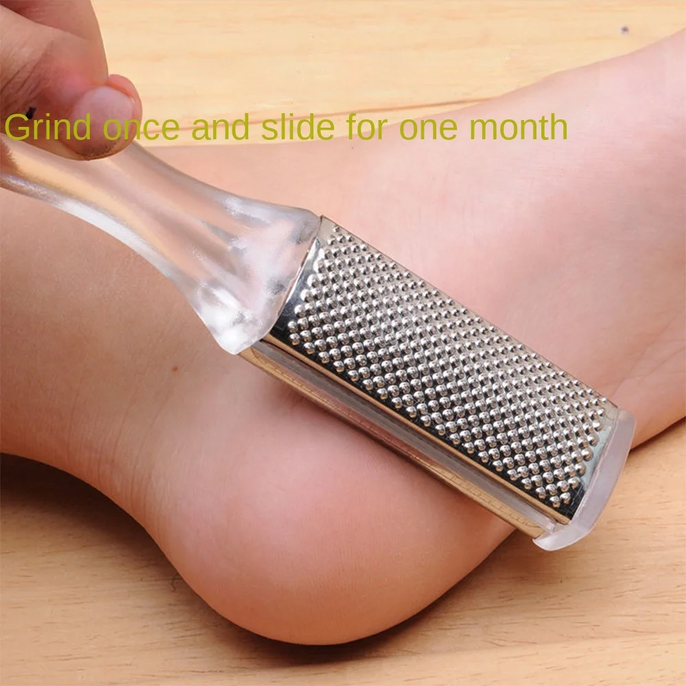 New Silver Foot Sander Stainless Steel Comfortable Handle Foot Rasp Non Slip Foot Scrubber for Feet