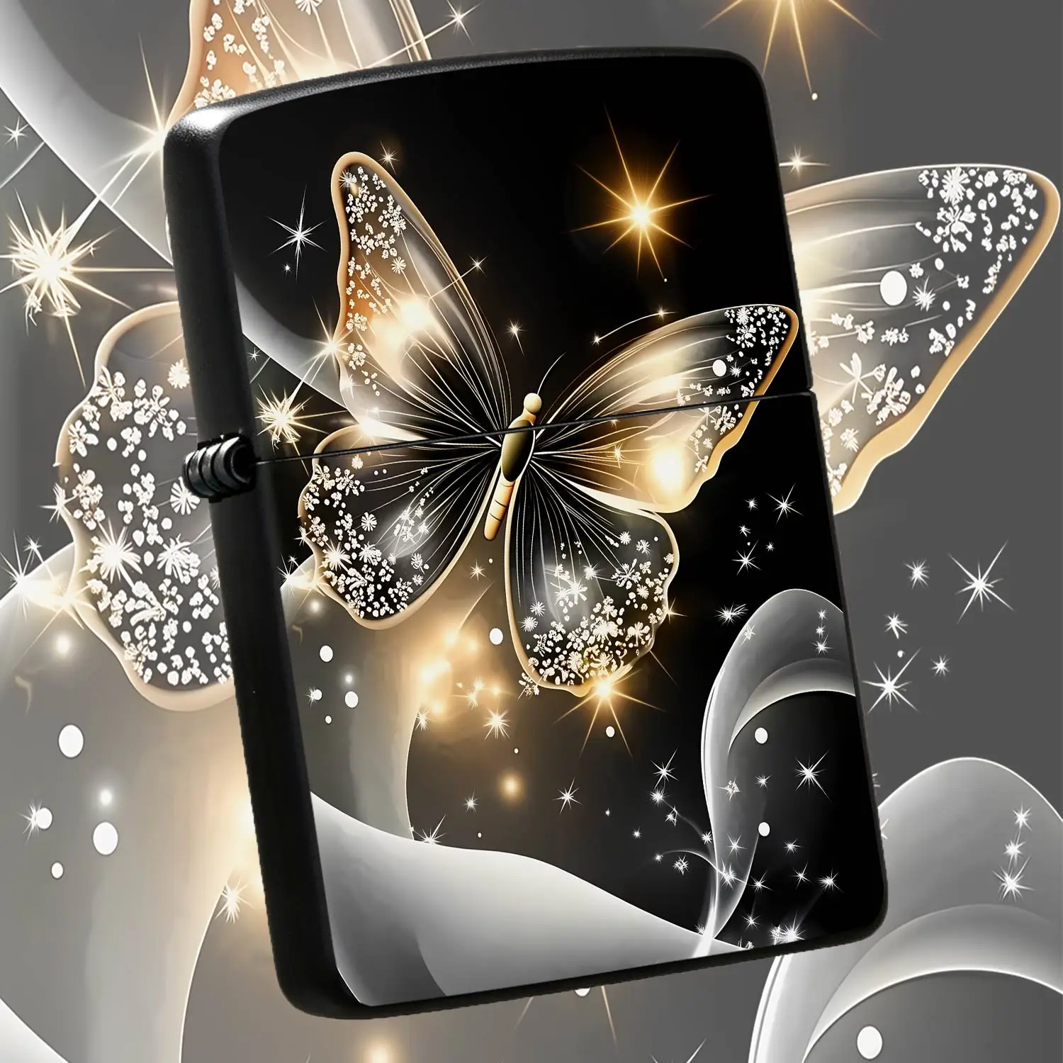 Creative Glowing Goldenlighter, Translucent Sparklingdesign With Glitteraccents, Exquisite Portable Accessory, Ideal For Daily Use Gatherings Gifting, Luxurious Dreamy High Appearance Practical Present For All Occasions A Humorou And Intere