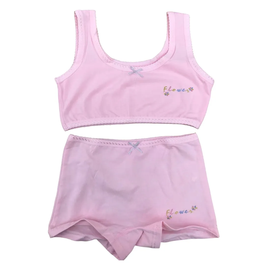فتاة الصدرية الملاكمين مجموعة لطيف الأزهار الفراولة يطبع المراهقين الملابس الداخلية حجم 130-160 فتاة كبيرة الملابس الداخلية الصدرية سراويل مجموعة #4