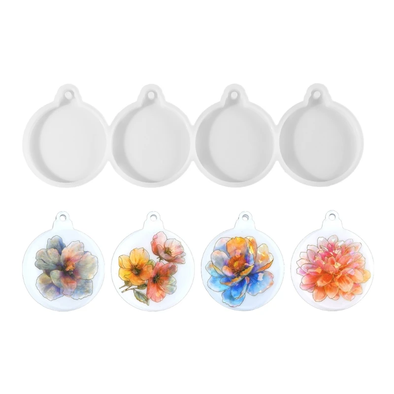 

Multipurpose Round Resin Casting Molds Sturdy Silicone Pendant Molds for Christmas Ornaments and Keychain