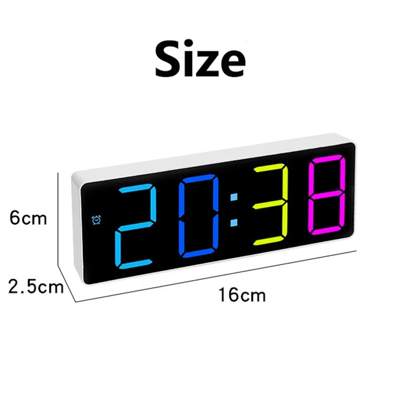 RGB Colorful Led Digitals Alarm Clock with Temperature Date Adjustable Brightness Simple Bedroom Decoration Electronic Clock - Image 6