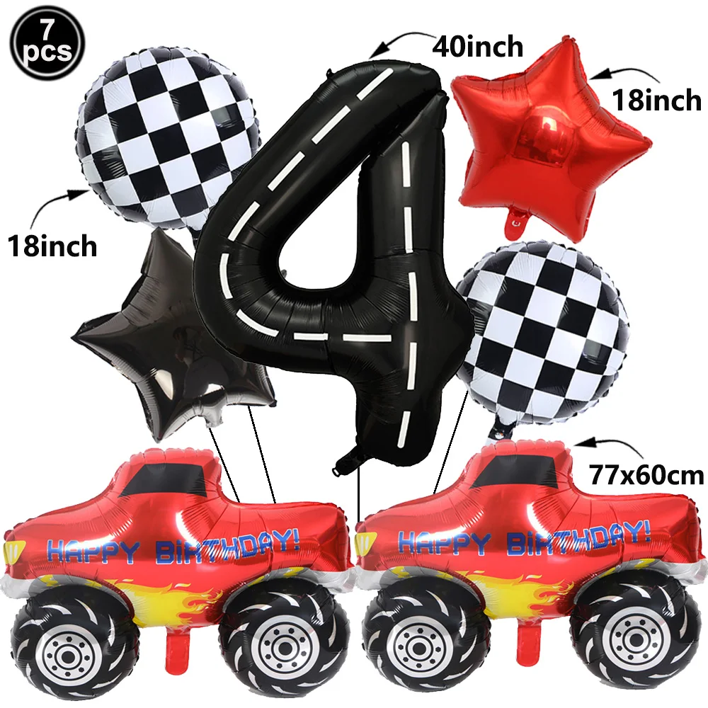 1set Monster Truck Balloons 40inch Number Balloon Set Monster Truck Birthday Balloon Baby Shower Race Car Party Decor Supplies view 5