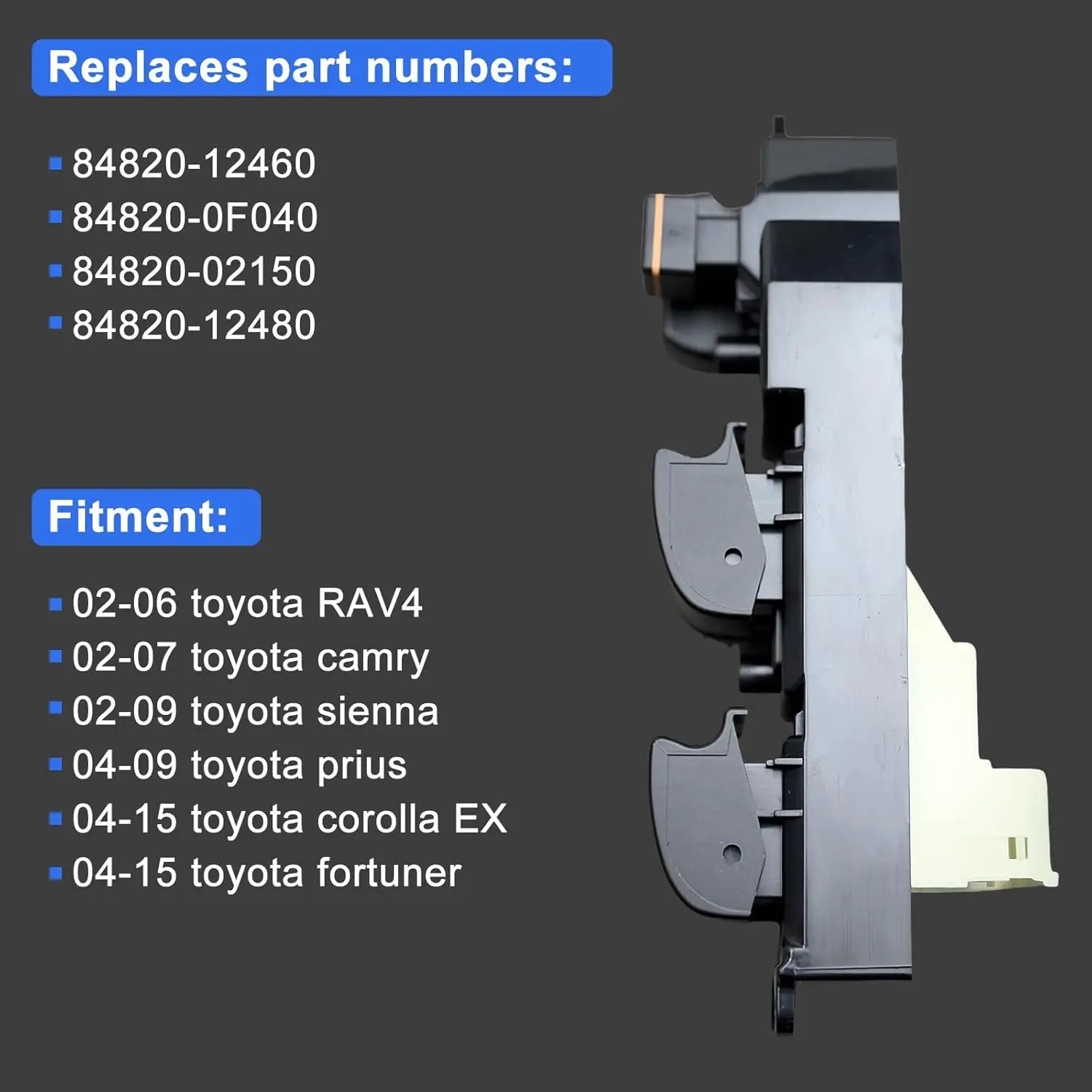 Car Master Power Window Switch Lift for Toyota Corolla EX 04-15 Camry 2002-2007 Sienna Window Switch Lifte 84820-12480 18 Pins - view 6