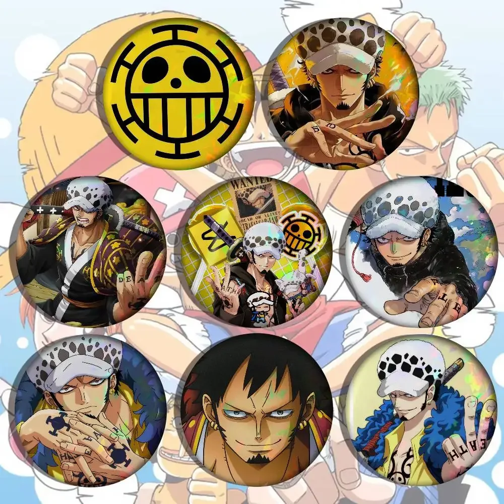 One Piece Trafalgar Law   Cute Anime Figure Icon Badge Handmade Tinplate Brooch For Backpack Clothes Chest Ornament Gifts