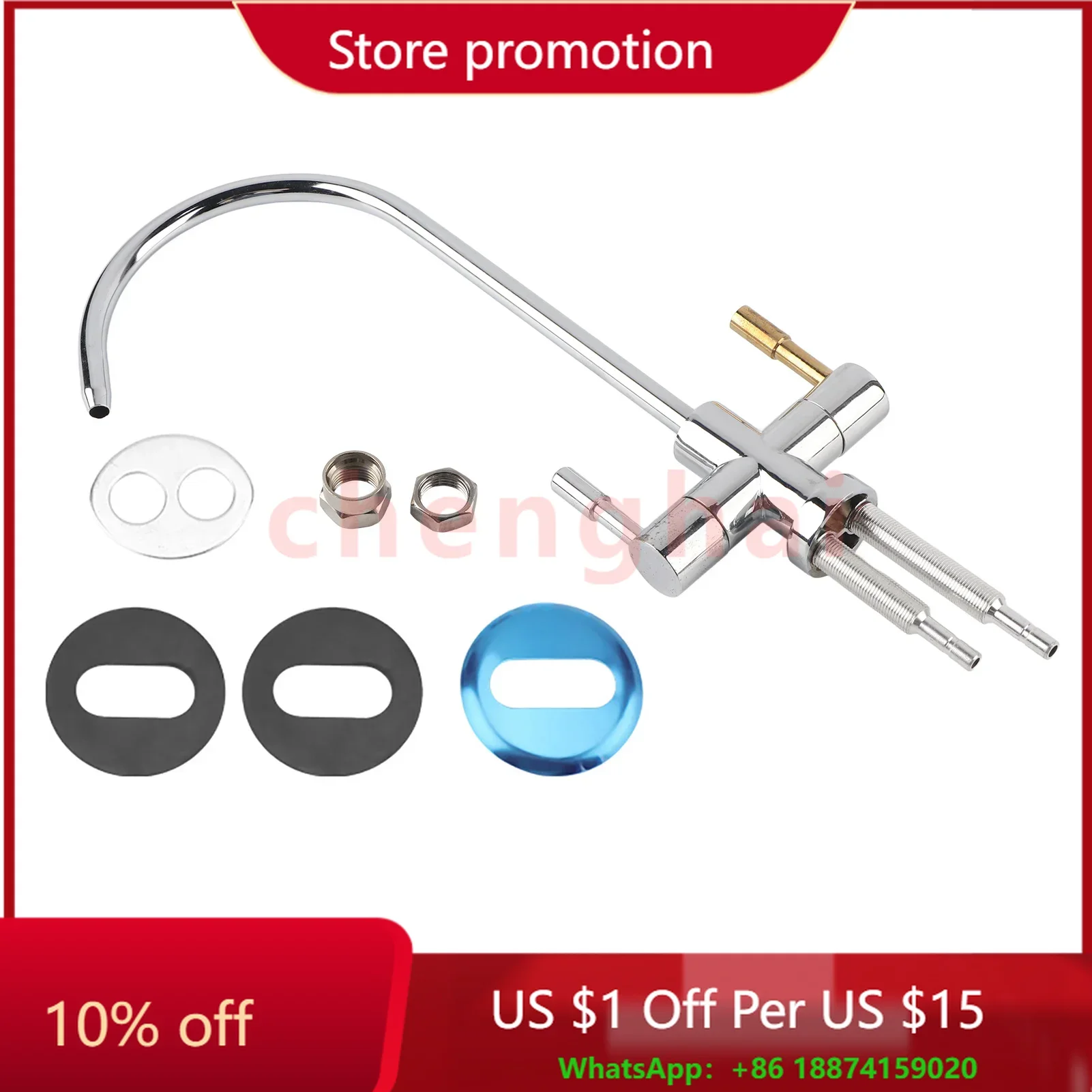 

1/4 ''кран для раковины с двойными отверстиями, хромированный фильтр для питьевой воды обратного осмоса RO