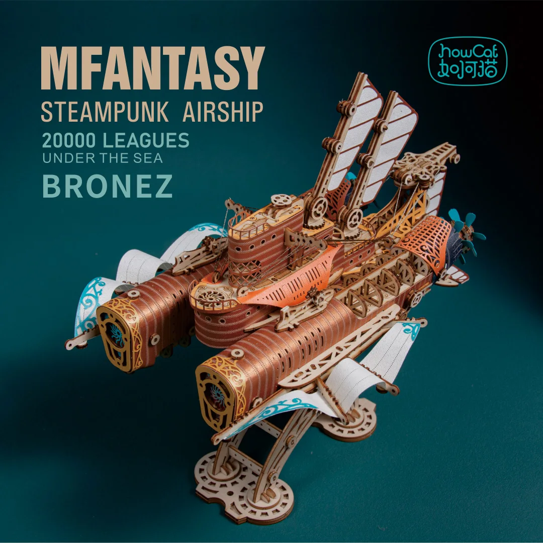 Fantastic Spaceship DIY 3D Wooden Puzzle Steampunk Airship Popular Assembly Model Kits Toys For Children Kids Girl Birthday Gift