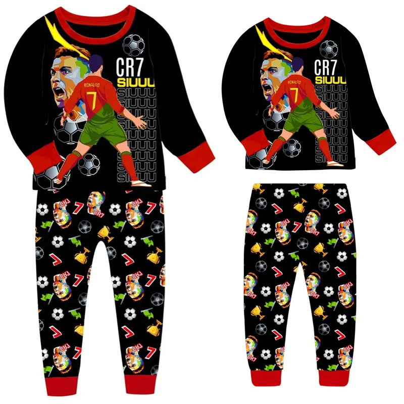 2024 New kids pajamas No.7 Boys clothes cute CR7 Sets Boys Top+pant Sets Toddler Clothing Baby Girls Football Pajamas Clothes