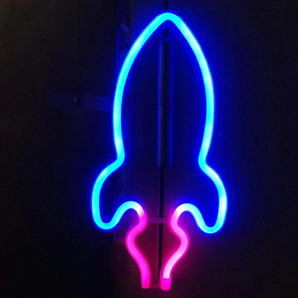 1Pcs Neon Light Decorative Rockets Shape Lamp Small Night Light Creative Festival Party Home Decor LED Neon Lamp Ornament