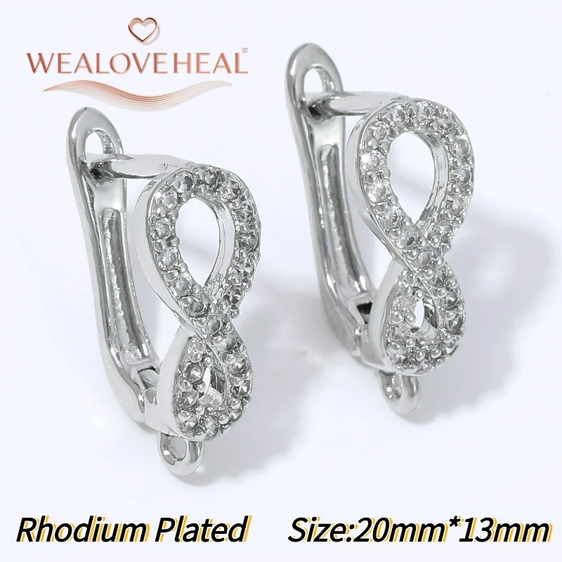 schmuckherstellung zubehör, Exquisite 18K vergoldete Messing-Blatt-Ohrringhaken, Pavé-Zirkon-Blumen-Französischer Ohrdraht mit Öse für DIY-Ohrhänger – Detail 31