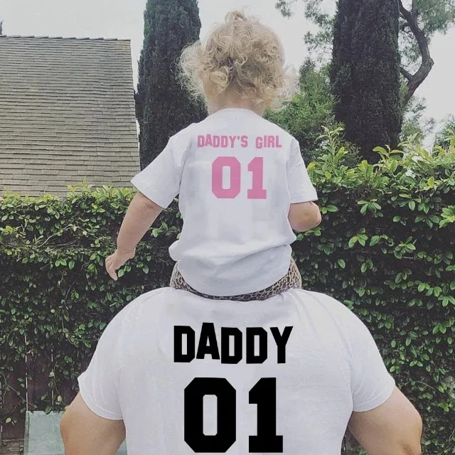 2024 Hot Sale Father Baby Shirts Daddy  Daddy\'s Girl TShirts Dad and Daughter Match T Shirt Summer Short Sleeve Family Look