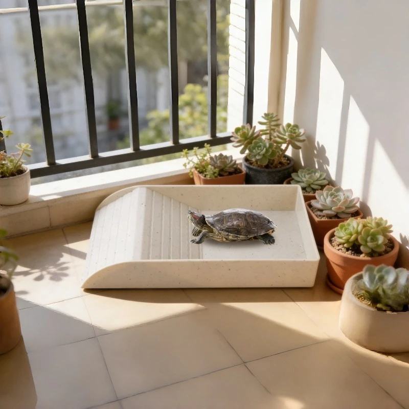 

Anti-Slip Plastic Tortoise Bathing Bowl Reptile Step Basking Platform Feeding Dish Water Container Terrarium Habitat Accessory