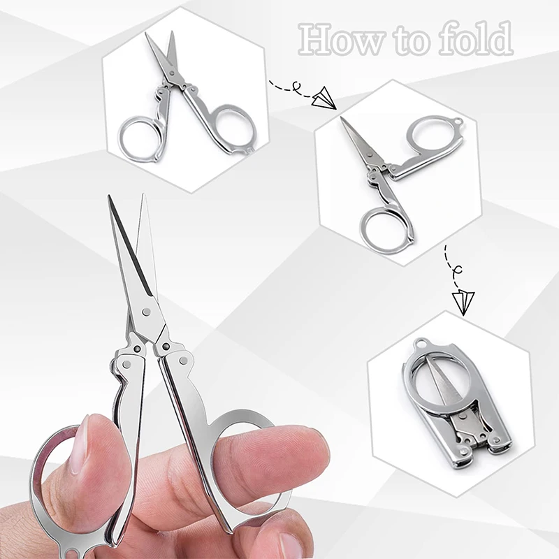 20Pcs Stainless Steel Small Scissors Folding Scissors Pocket Portable Foldable Travel Scissors Tiny Mini Craft Cutter