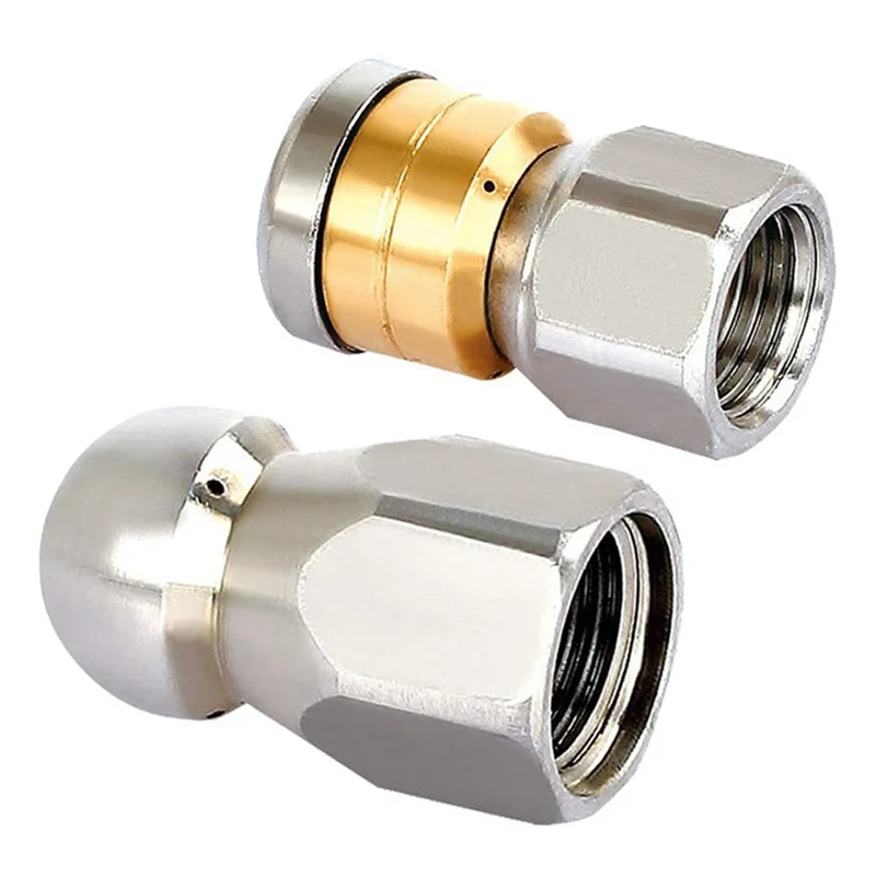 AC88-2X Sewer Jetter Hose Nozzle,High Pressure Washer Hose Nozzle,1 Button Nose Nozzle & 1 Rotating Nozzle,1/4 Inch Pack Of 2