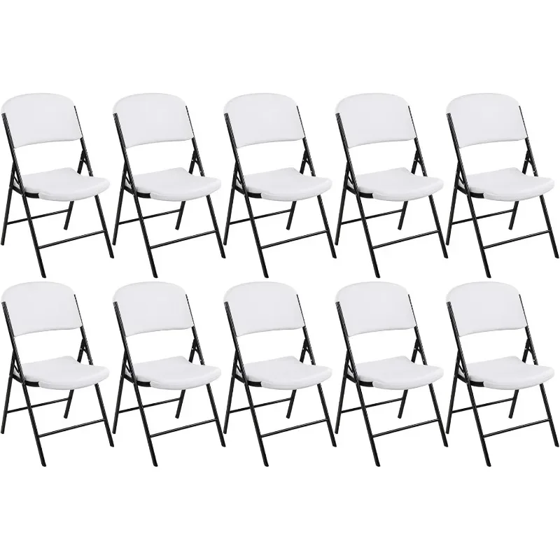 

Folding Heavy Duty Plastic Chair with 500-Pound Capacity, White, 10-Pack