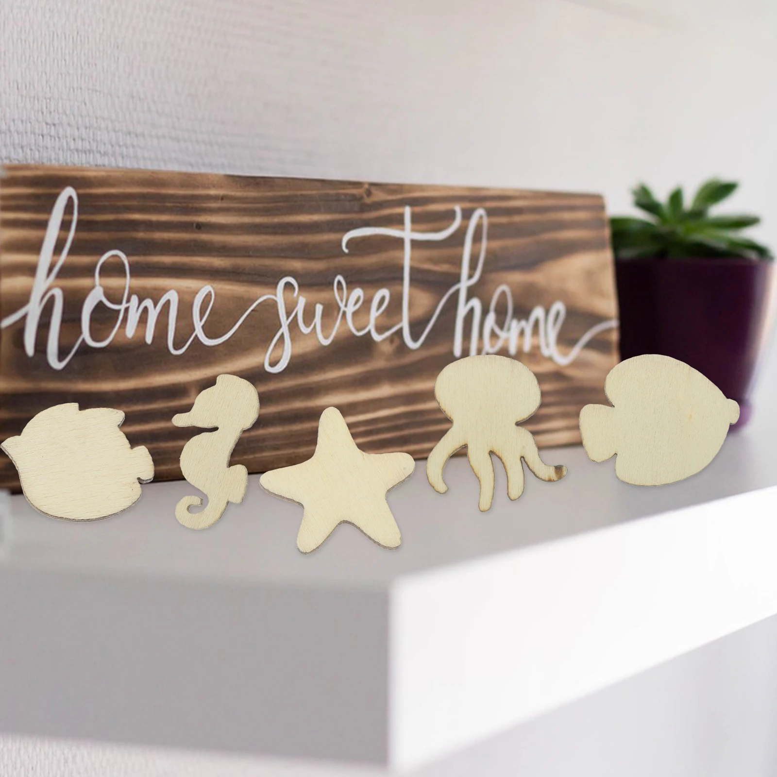 

100pcs Wooden Craft Pieces Diy Cutouts Wood Embellishments Craft Art Ornament Decor For Wedding Party Christmas Premium Natural