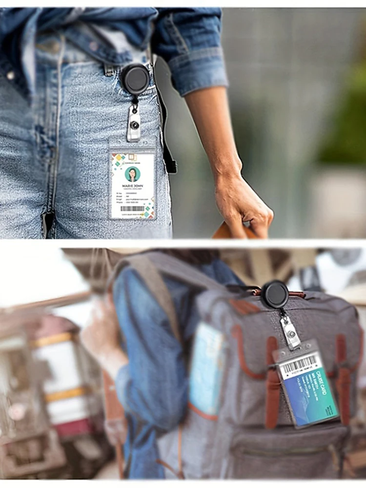 1/3 Stück Kartenhalter mit hängendem Seil, wasserdichtes PVC, skalierbare Brustschnalle für Arbeitsausweis und Namensschilder, Kartenaufbewahrungszubehör TMZ – Detail 7
